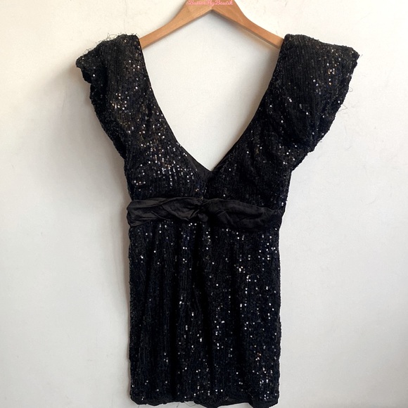 (A2) elle zeitoune Marla Sequin Black Mini Dress, Size Small - Picture 10 of 16